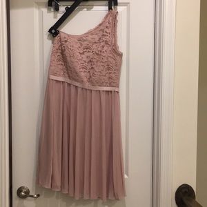 David’s Bridal one shoulder in Cameo with lace